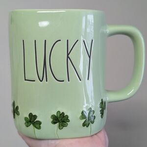 Rae Dunn LUCKY St. Patrick's Day Shamrock Mug with Wraparound Embossed Design 🍀